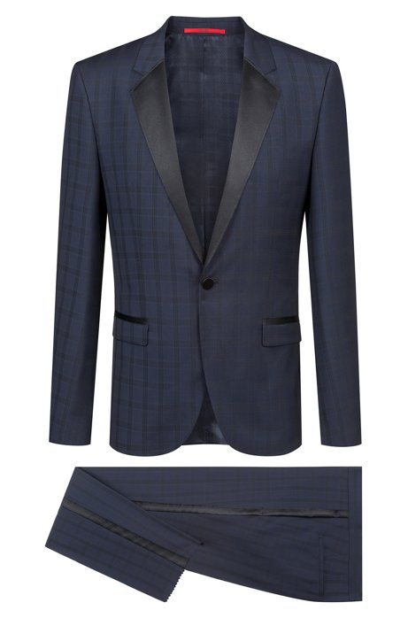 Extra-slim-fit virgin-wool suit with silk trims